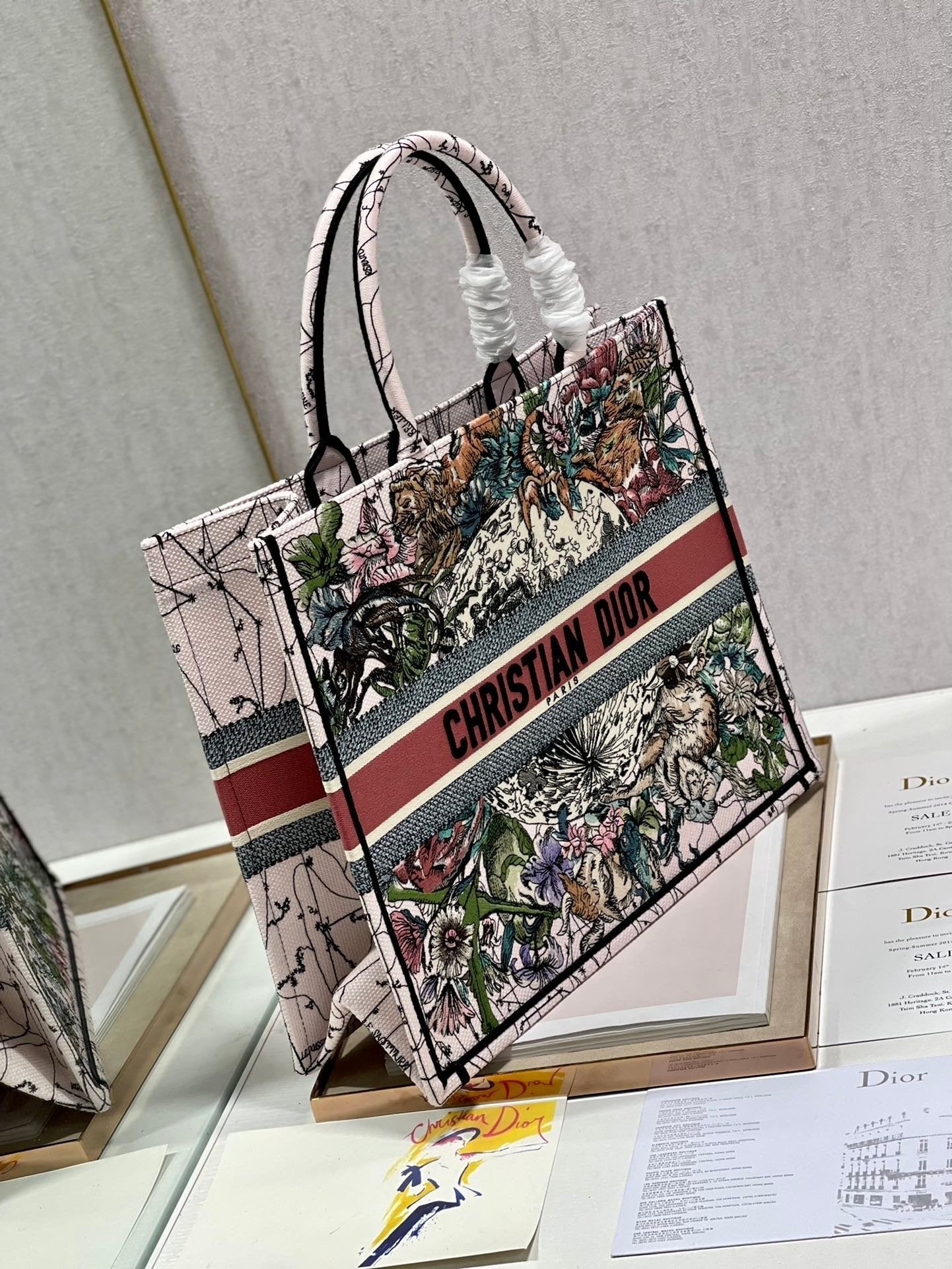 Christina Dior Book Tote Bag 41 cm Pink