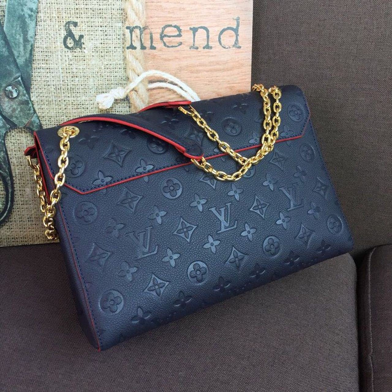 Louis Vuitton Vavin MM Bag 28cm Monogram Empreinte Canvas Spring/Summer Collection M43925, Marine Rouge