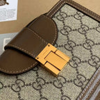 GG Mini Bag With Clasp Closure Beige/Ebony GG Supreme Canvas For Women 7.1in/18cm