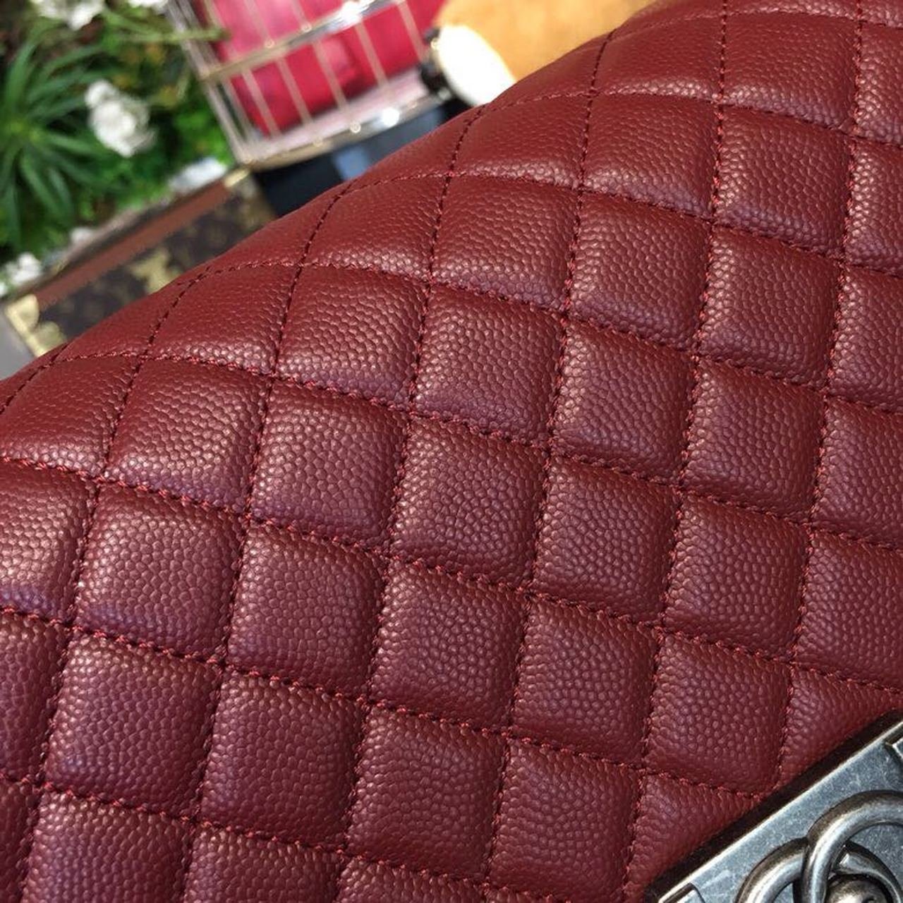 Chanel Boy Bag 25cm Caviar Leather Antique Silver Hardware Spring/Summer Act 1 Collection Burgundy
