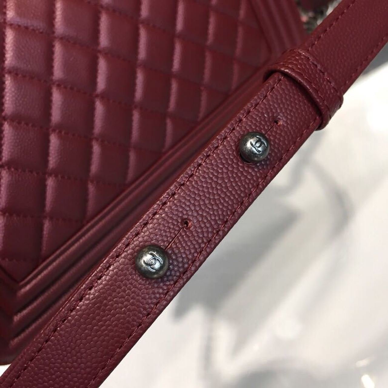 Chanel Boy Bag 25cm Caviar Leather Antique Silver Hardware Spring/Summer Act 1 Collection Burgundy
