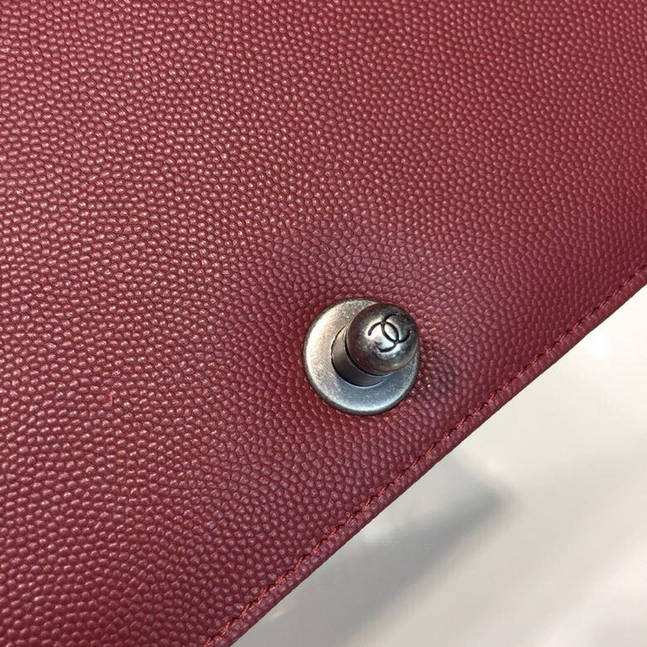 Chanel Boy Bag 25cm Caviar Leather Antique Silver Hardware Spring/Summer Act 1 Collection Burgundy