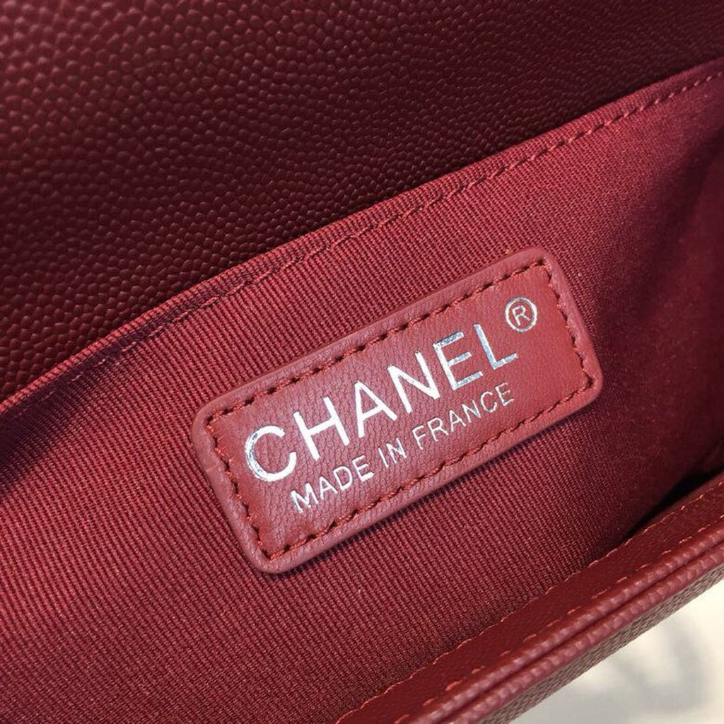 Chanel Boy Bag 25cm Caviar Leather Antique Silver Hardware Spring/Summer Act 1 Collection Burgundy