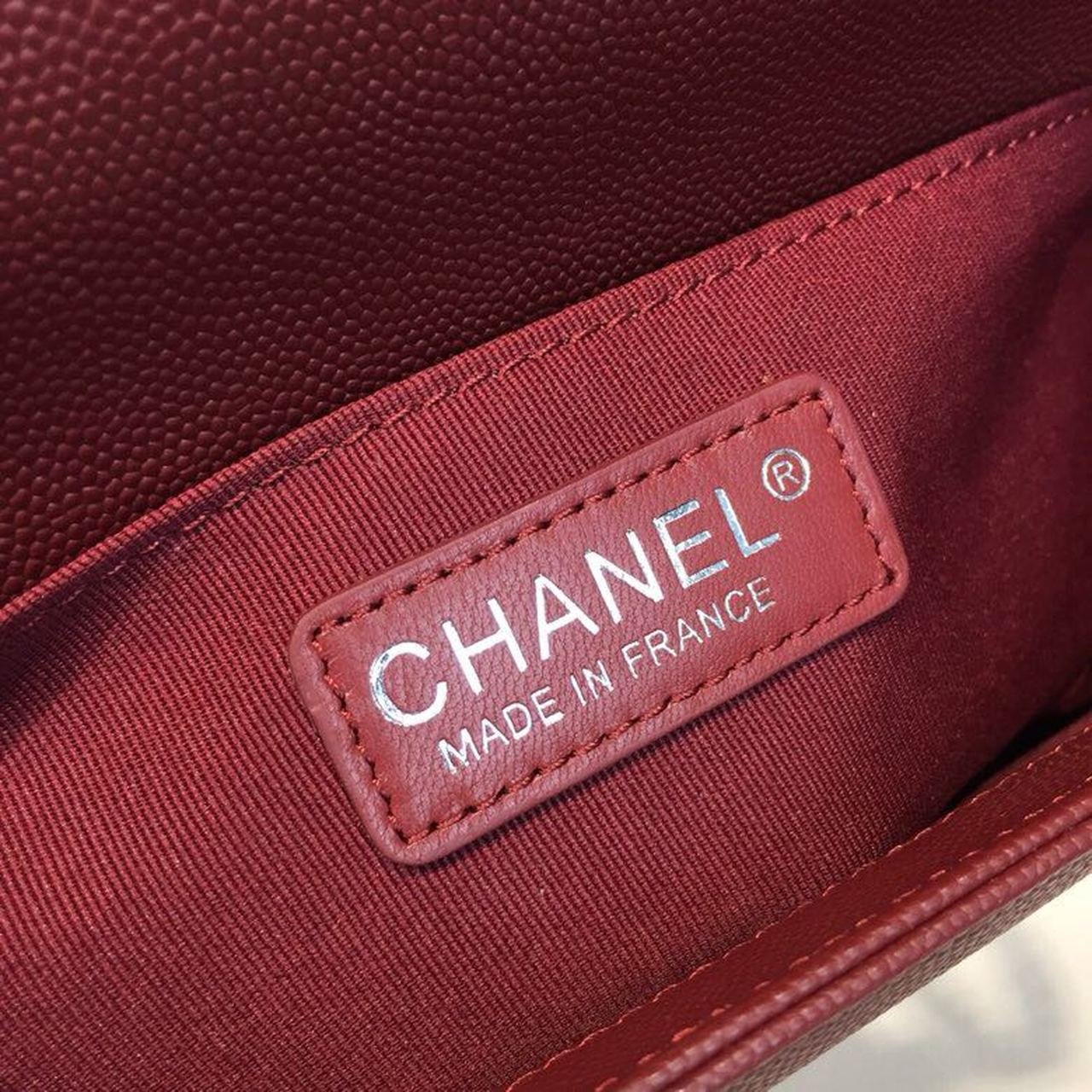 Chanel Boy Bag 25cm Caviar Leather Antique Silver Hardware Spring/Summer Act 1 Collection Burgundy