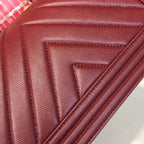 Chanel Chevron Boy Bag 25cm Caviar Leather Gold Hardware Spring/Summer Act 1 Collection Burgundy