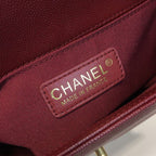 Chanel Chevron Boy Bag 25cm Caviar Leather Gold Hardware Spring/Summer Act 1 Collection Burgundy