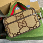 Gucci Jumbo GG Mini Bag Camel And Ebony Jumbo GG Canvas For Women 8.9in/22.5cm