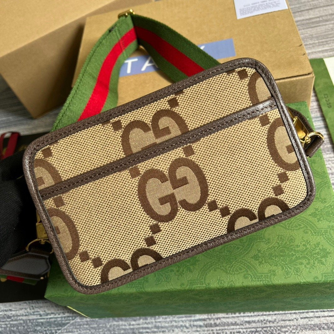 Gucci Jumbo GG Mini Bag Camel And Ebony Jumbo GG Canvas For Women 8.9in/22.5cm
