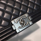 Chanel Boy Bag 25cm Lambskin Leather Antique Silver Hardware Spring/Summer Act 1 Collection Black