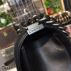 Chanel Boy Bag 25cm Lambskin Leather Antique Silver Hardware Spring/Summer Act 1 Collection Black