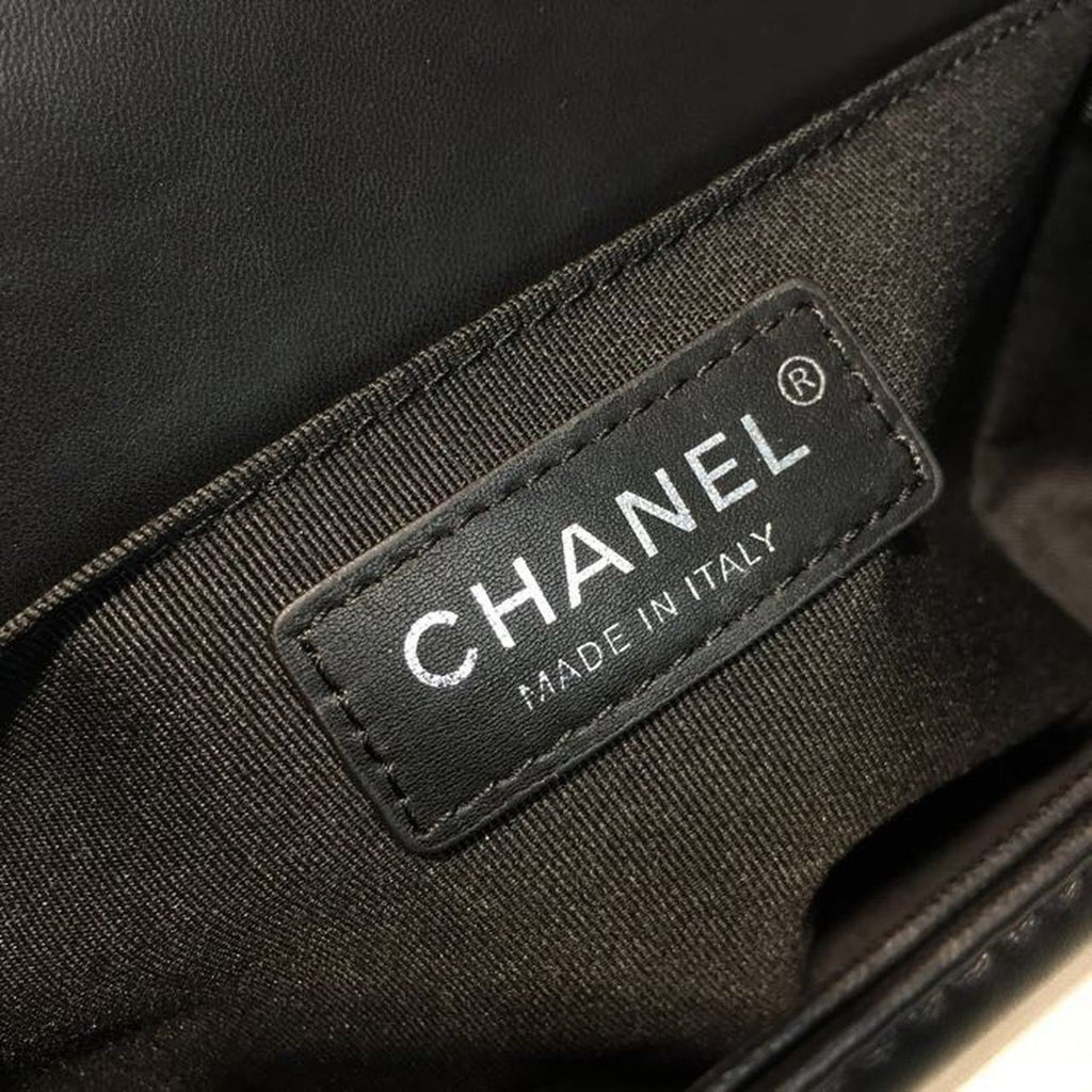 Chanel Boy Bag 25cm Lambskin Leather Antique Silver Hardware Spring/Summer Act 1 Collection Black