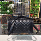 Chanel Boy Bag 25cm Lambskin Leather Antique Silver Hardware Spring/Summer Act 1 Collection Black