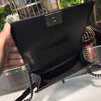 Chanel Boy Bag 25cm Lambskin Leather Antique Silver Hardware Spring/Summer Act 1 Collection Black