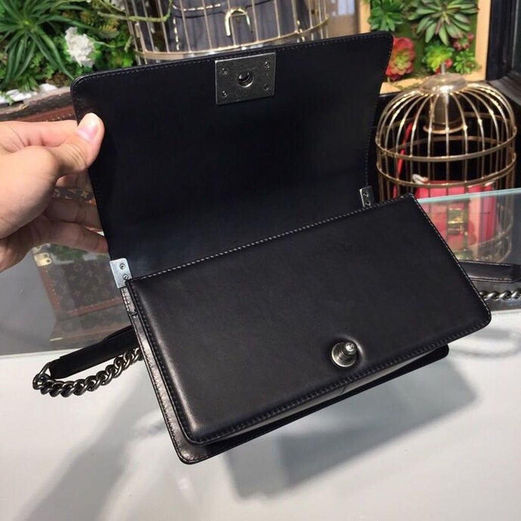 Chanel Boy Bag 25cm Lambskin Leather Antique Silver Hardware Spring/Summer Act 1 Collection Black