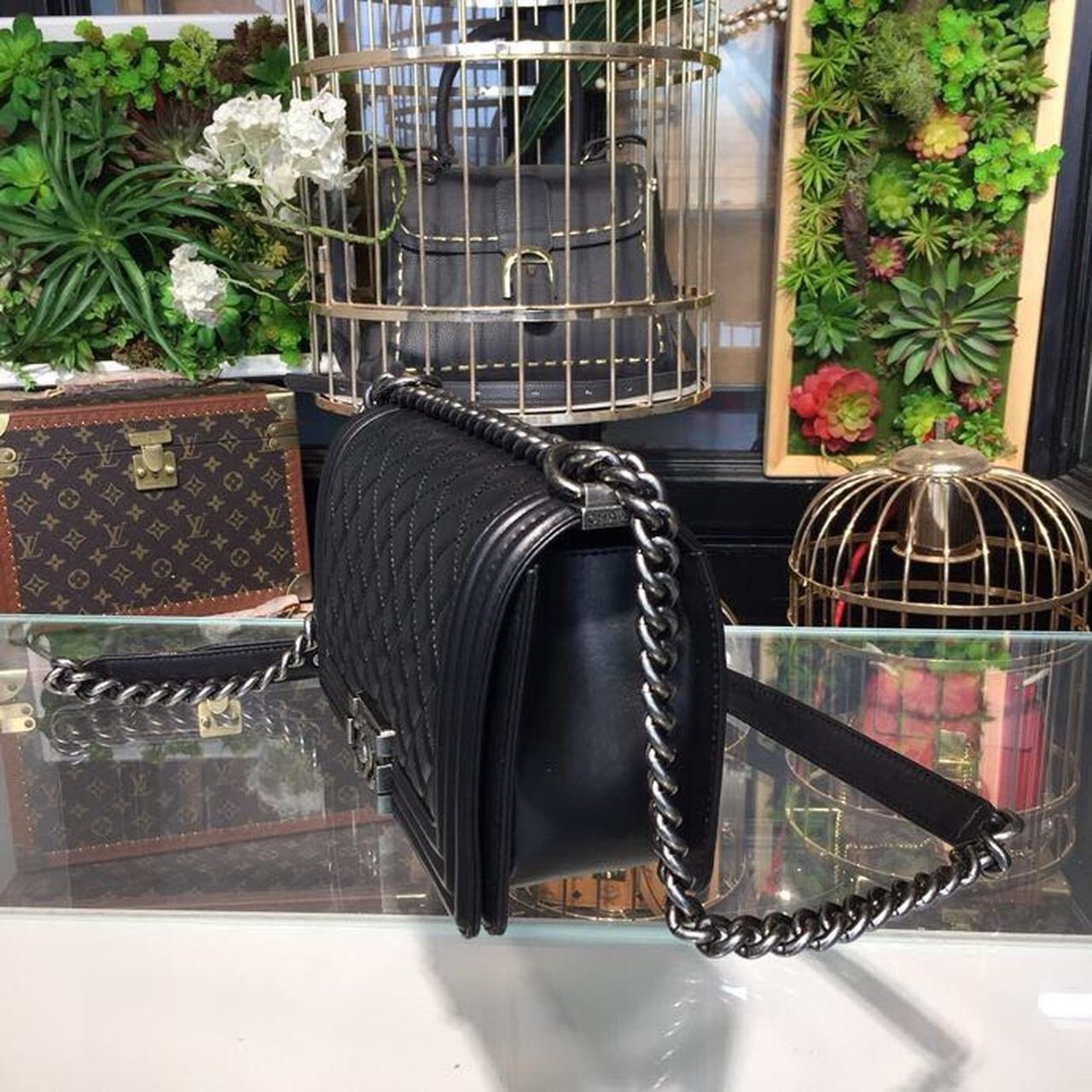 Chanel Boy Bag 25cm Lambskin Leather Antique Silver Hardware Spring/Summer Act 1 Collection Black
