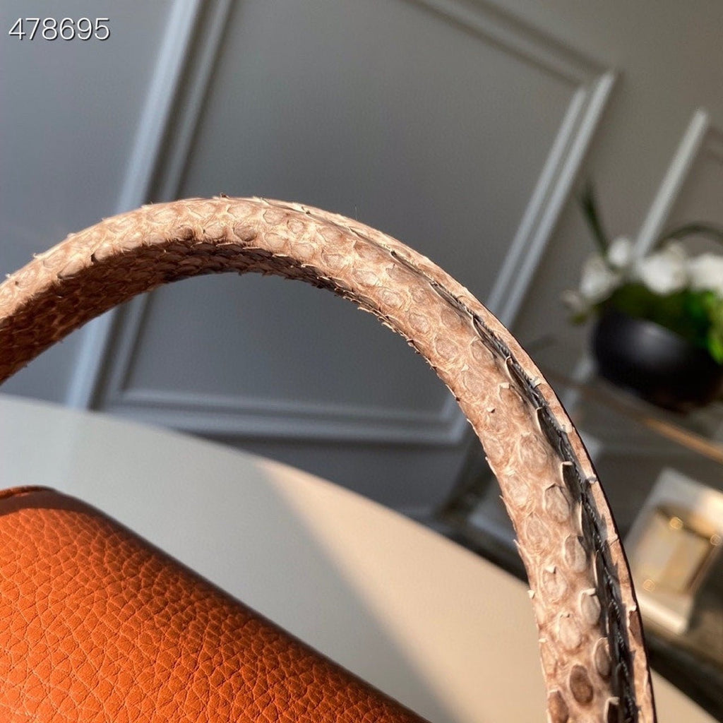 Louis Vuitton Woven Capucines Python Handle Bag 27cm Taurillon Leather Spring/Summer Collection N98388 Cognac