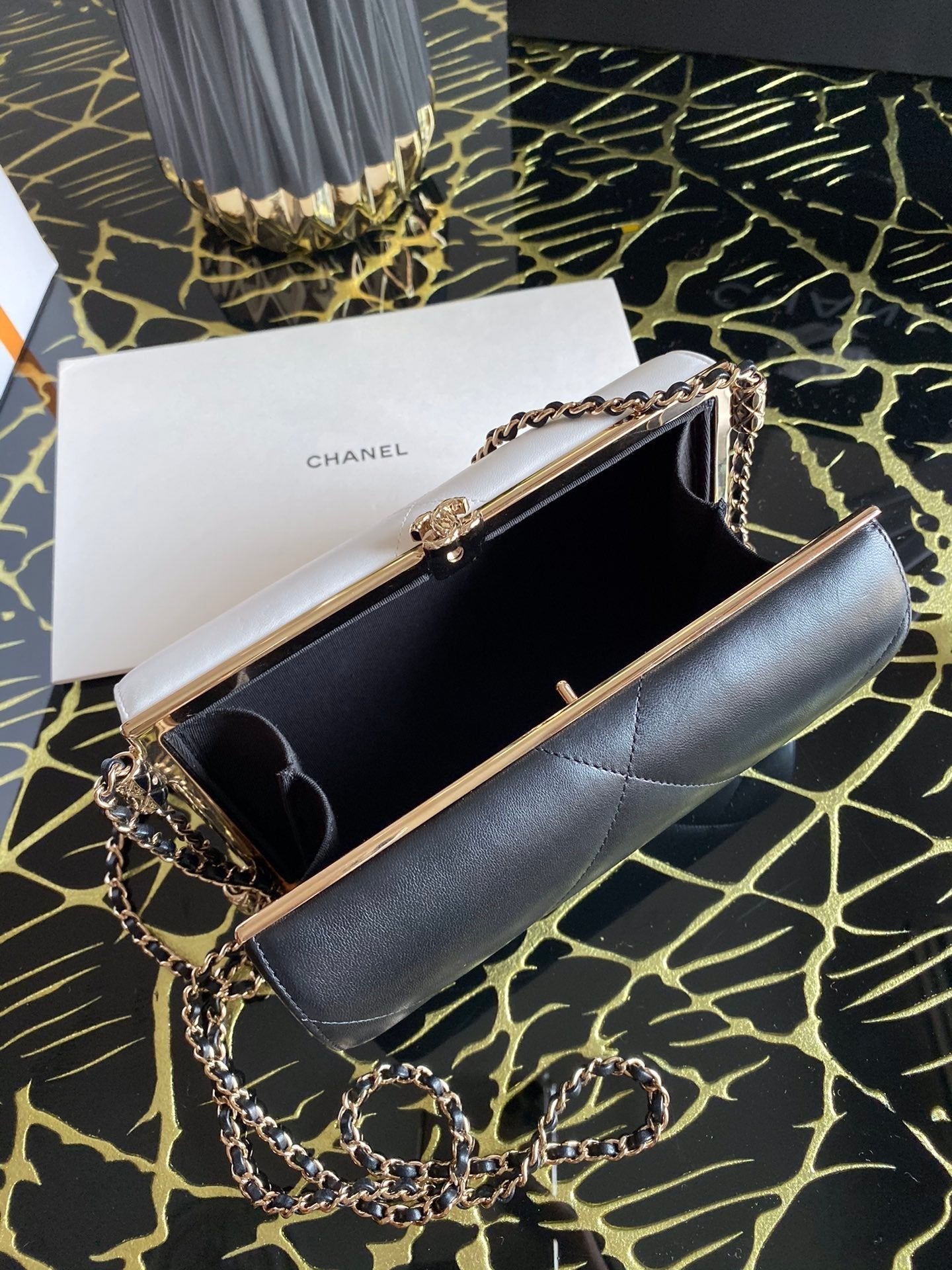 Chanel Mini Evening Bag 22cm Black And White