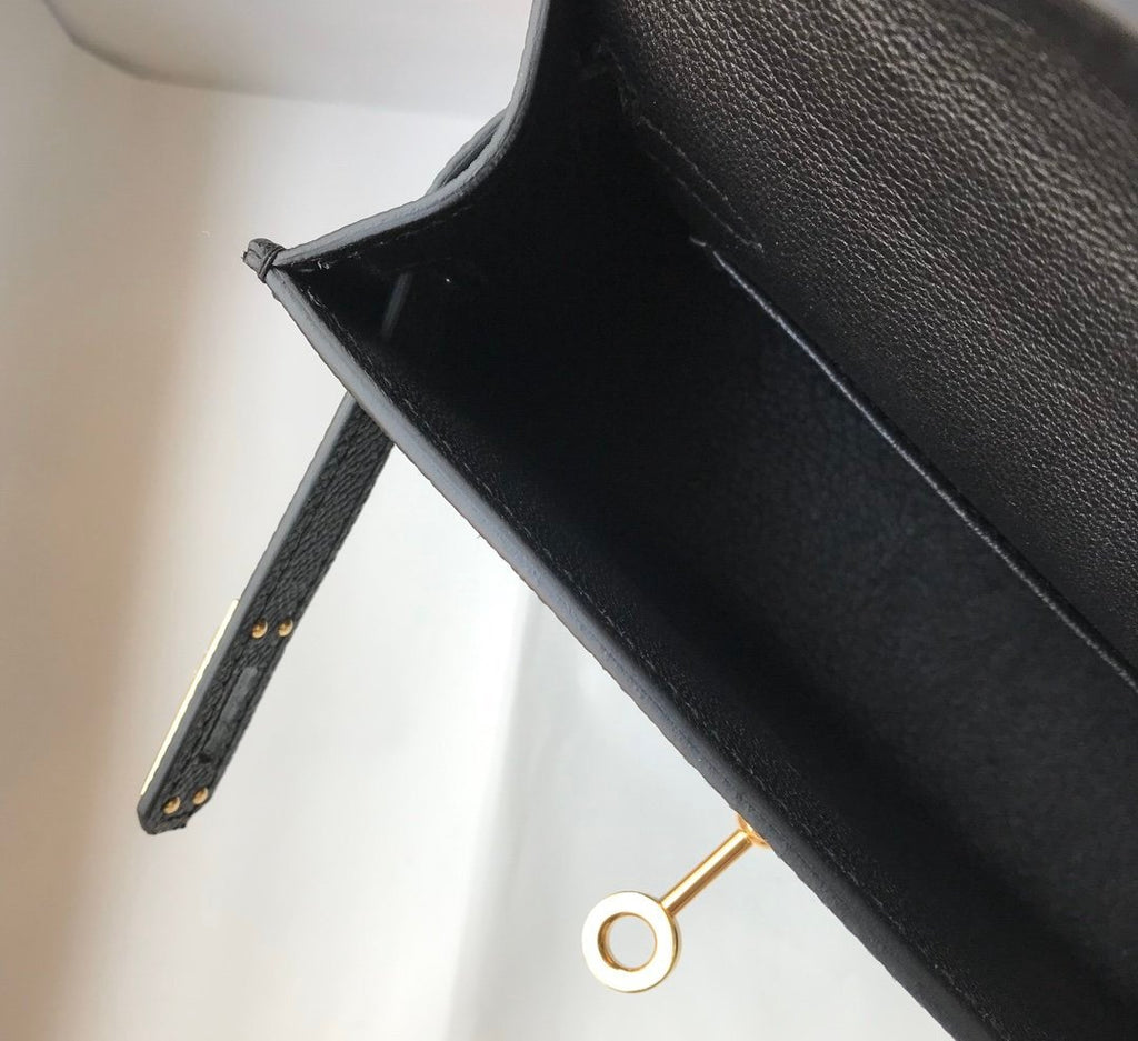 Hermes Mini Kelly 19 Sellier Epsom Black Bag For Women, Women’s Handbags, Shoulder Bags 7.5in/19cm