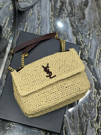 Saint Laurent Niki Medium Chain Bag In Rafia For Women 28cm Brown YSL 633187GG66W7069
