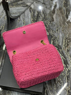 Saint Laurent Niki Medium Chain Bag In Rafia For Women 28cm Pink YSL 632539FAABR9083