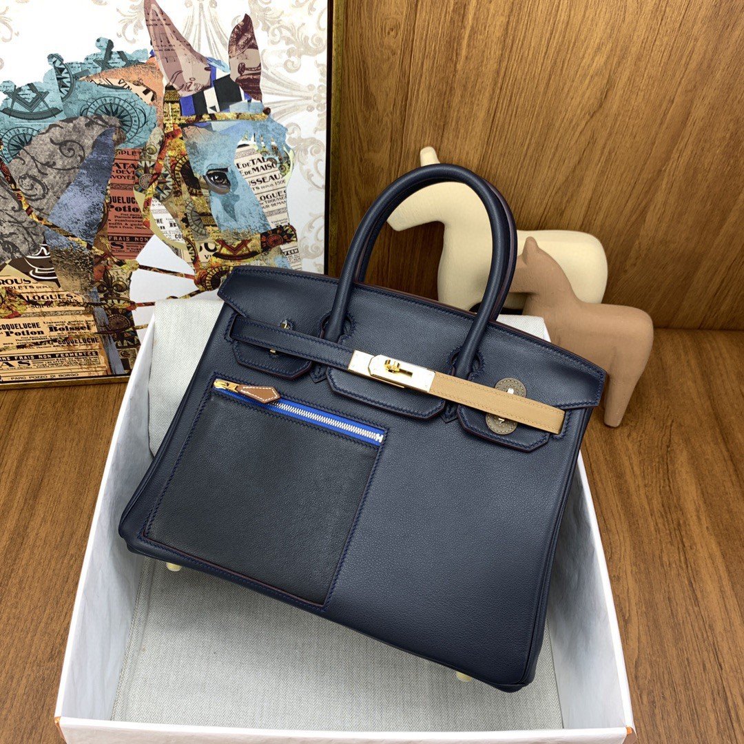Hermes Birkin Colormatic Bag 30 Navy Blue, Gold Toned Hardware Bag For Women, Women’s Handbags, Shoulder Bags 11.8in/30cm
