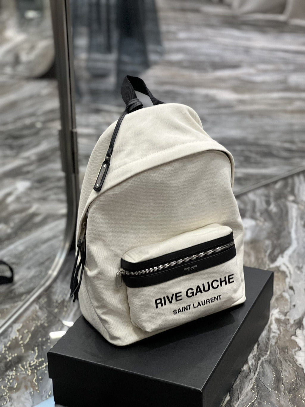 Saint Laurent City Backpack In Canvas Unisex 35cm White