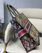 Christian Dior Multicolor Book Tote Flowers Embroidery 42cm