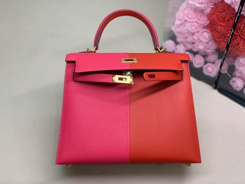 Hermes Kelly 28 Sellier Epsom Bag Red/Pink For Women, Women’s Handbags, Shoulder Bags 11in/28cm