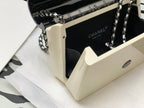 Chanel Black Ivory Hard Evening Plastic Small Evening Shoulder Flap Bag 18cm