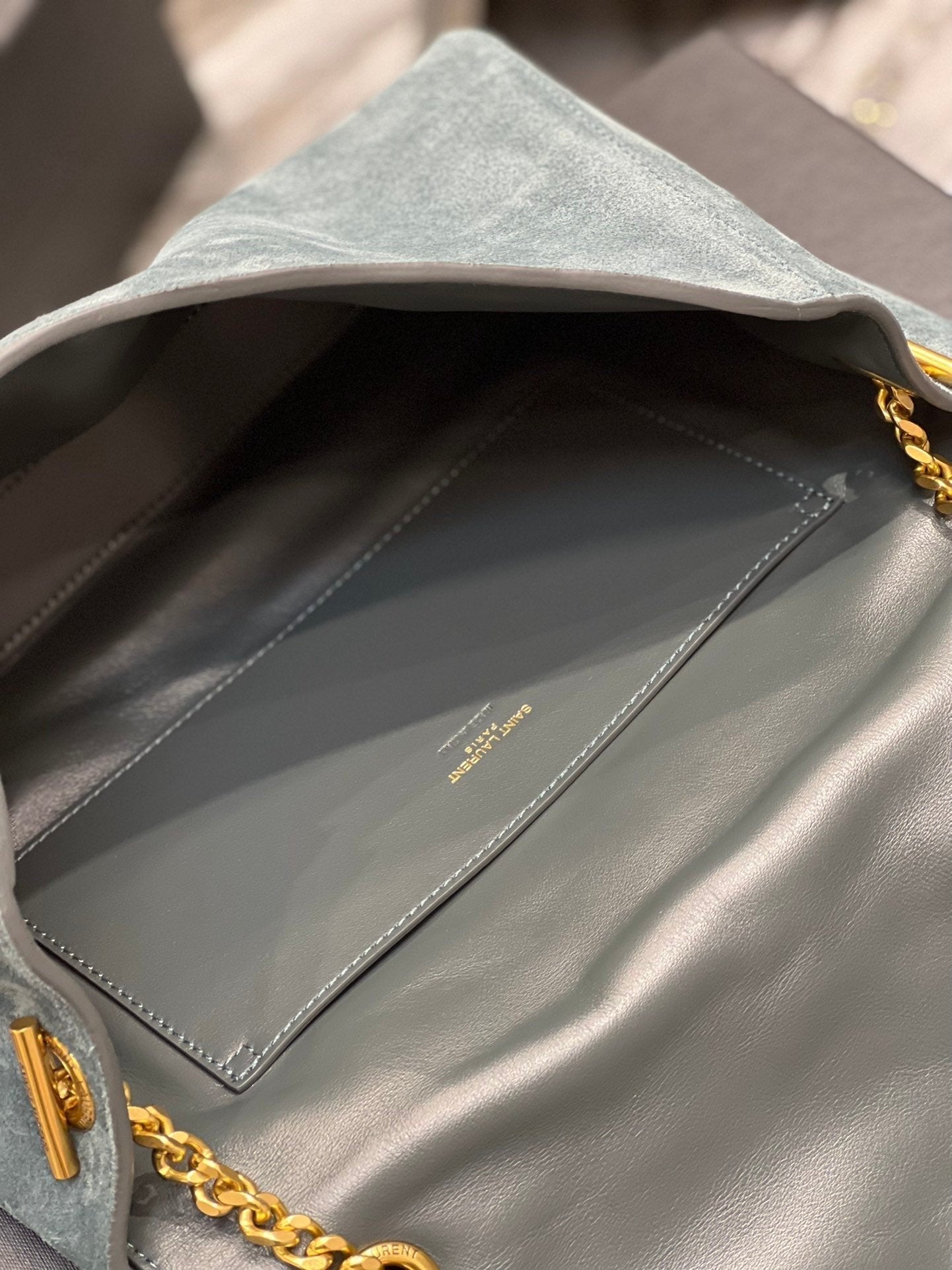 Saint Laurent Kate Medium Reversible Chain Bag In Suede With Gold Hardware 28cm