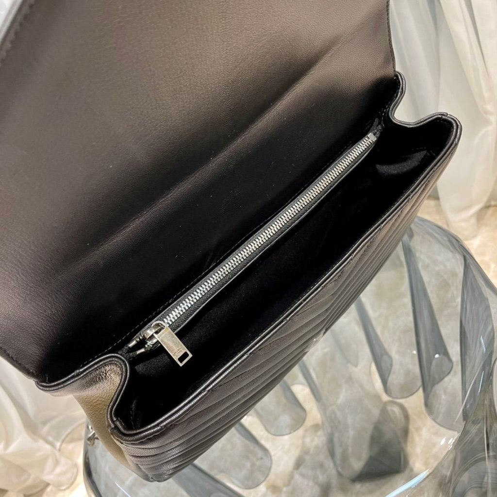 Saint Laurent College Large Chain Bag With Silver Hardware 32cm
