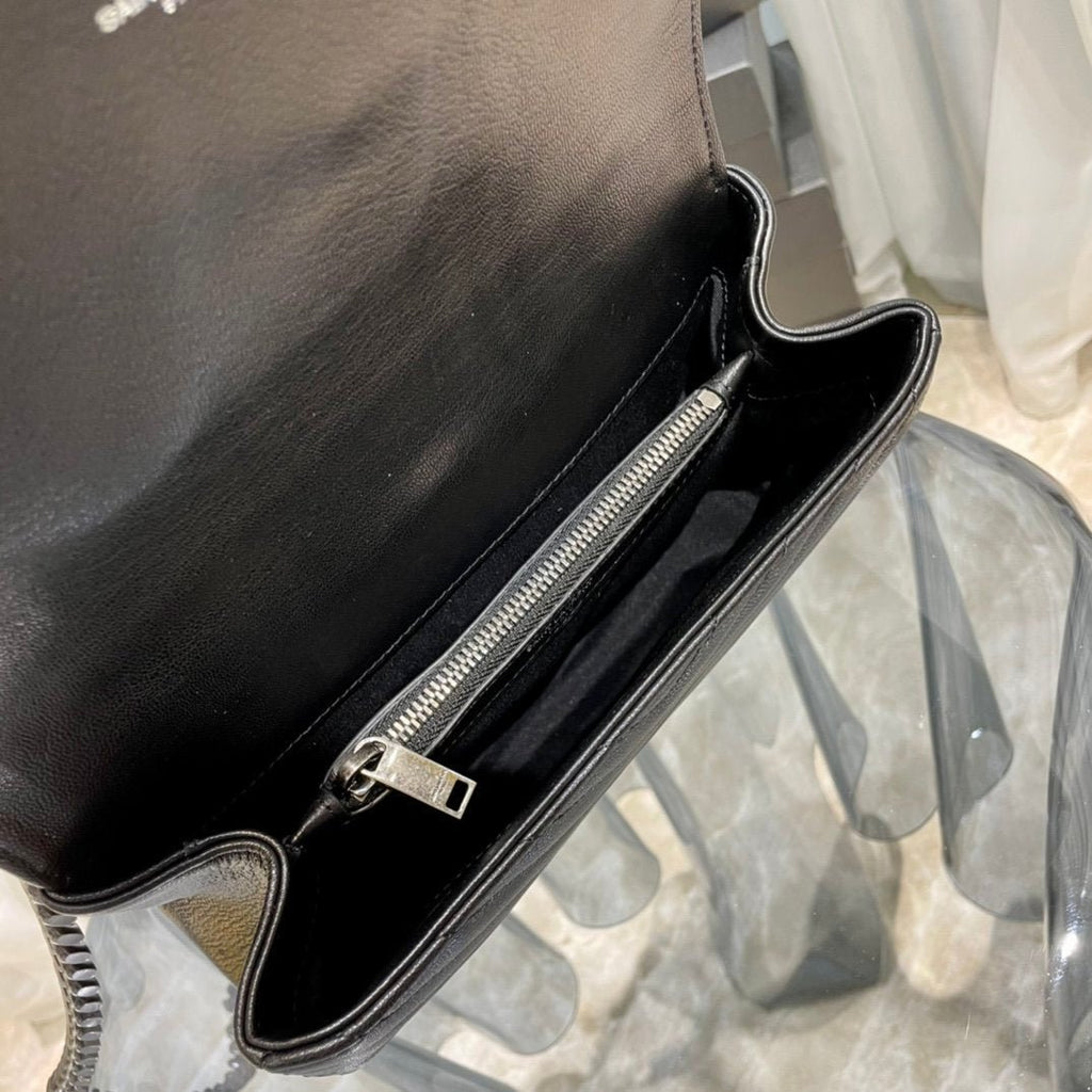 Saint Laurent College Medium Chain Bag With Silver Hardware 24cm