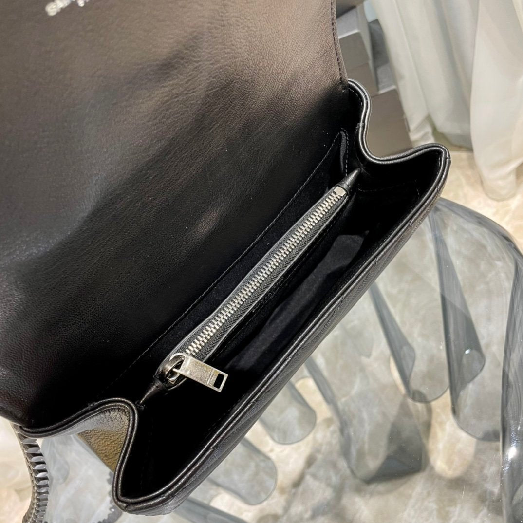 Saint Laurent College Medium Chain Bag With Silver Hardware 24cm