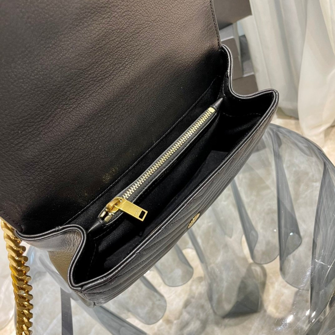 Saint Laurent College Medium Chain Bag With Gold Hardware 24cm