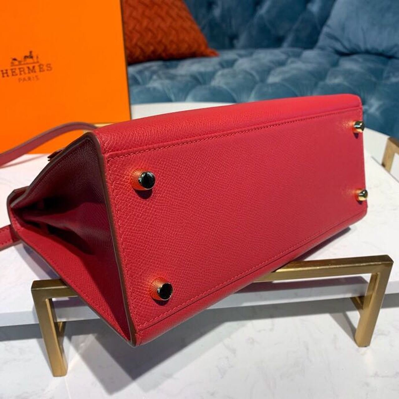 Hermes Kelly Tomate For Women Gold Toned Hardware 10in/25cm