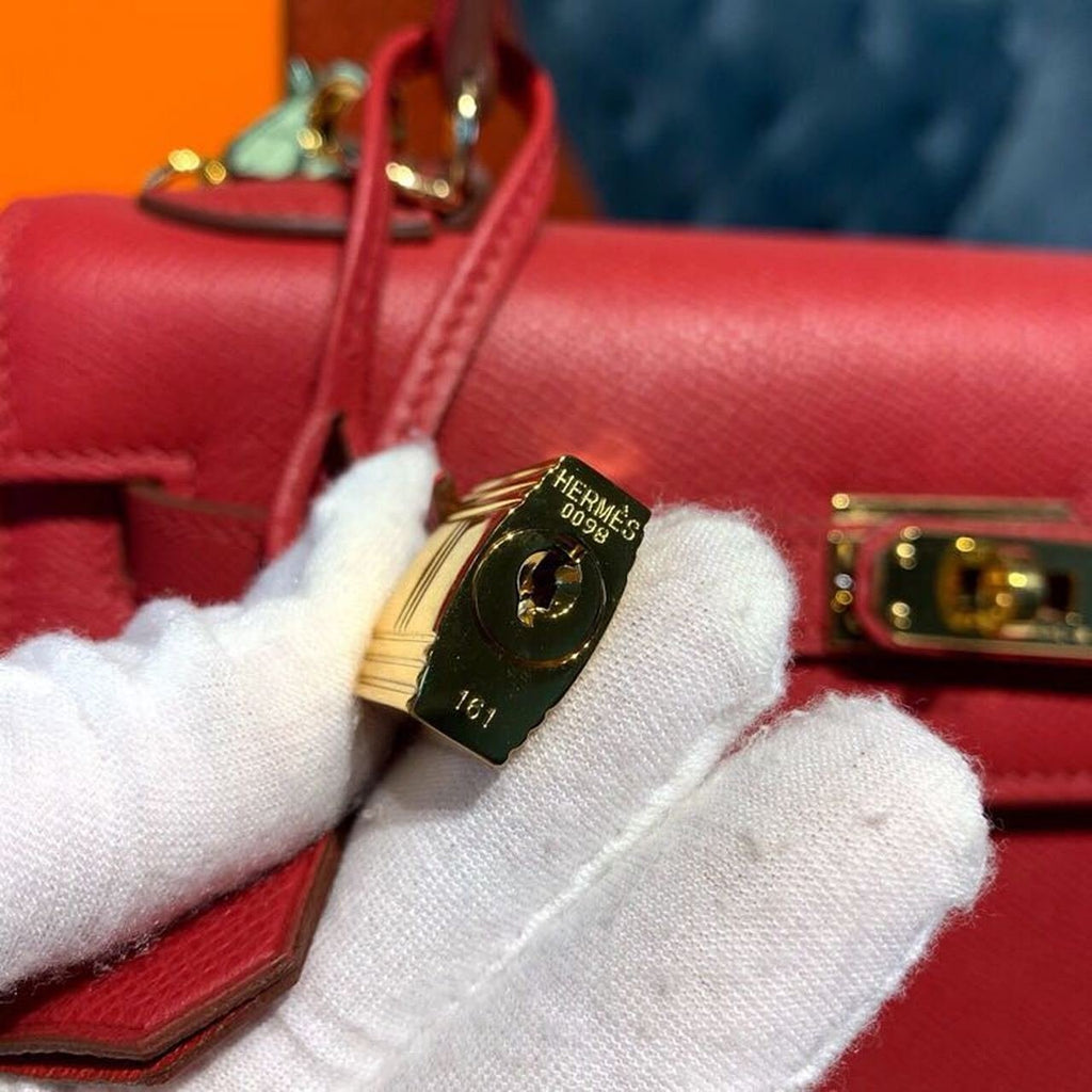 Hermes Kelly Tomate For Women Gold Toned Hardware 10in/25cm