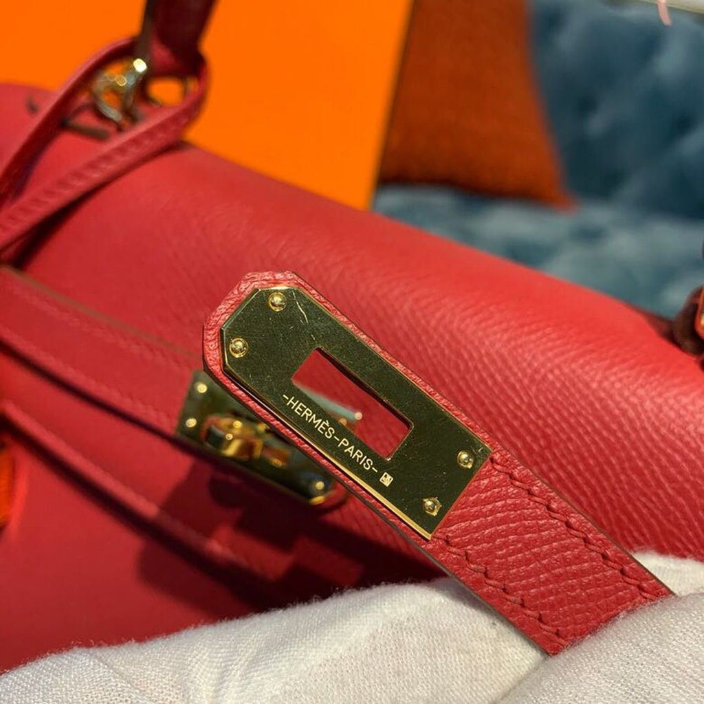 Hermes Kelly Tomate For Women Gold Toned Hardware 10in/25cm