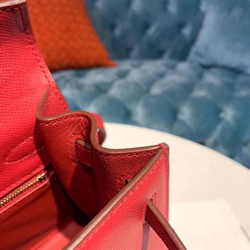 Hermes Kelly Tomate For Women Gold Toned Hardware 10in/25cm