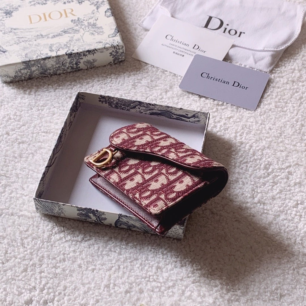 Christian Dior Oblique Saddle Red Wallet 11cm