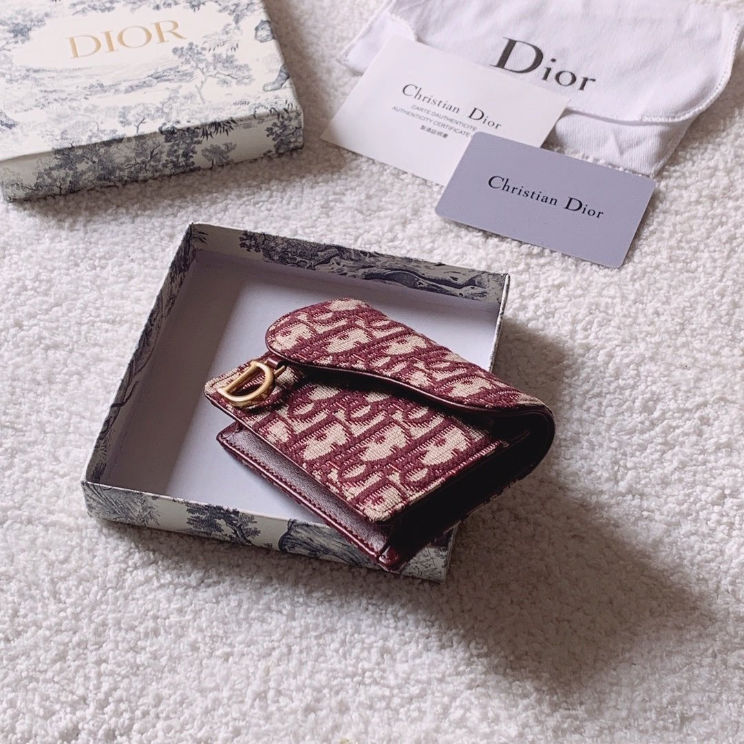 Christian Dior Oblique Saddle Red Wallet 11cm