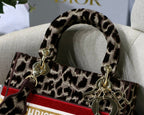 Christian Dior Medium Lady D-Lite Bag 24cm Leopard Brown
