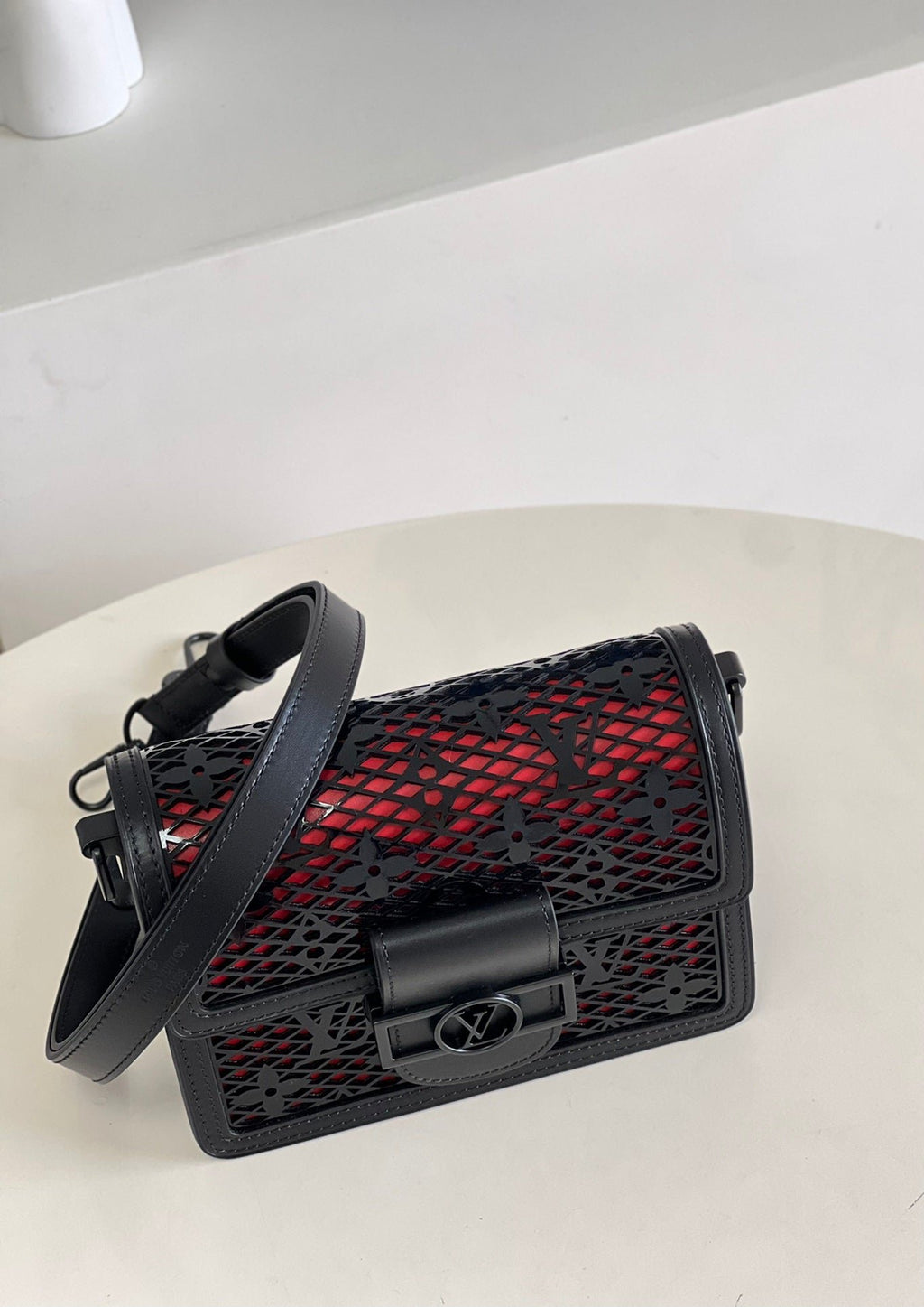 Louis Vuitton Limited Mini Dauphine Bags By Nicolas Ghesquière With Monogram Lace Black For Women 20cm LV M20595