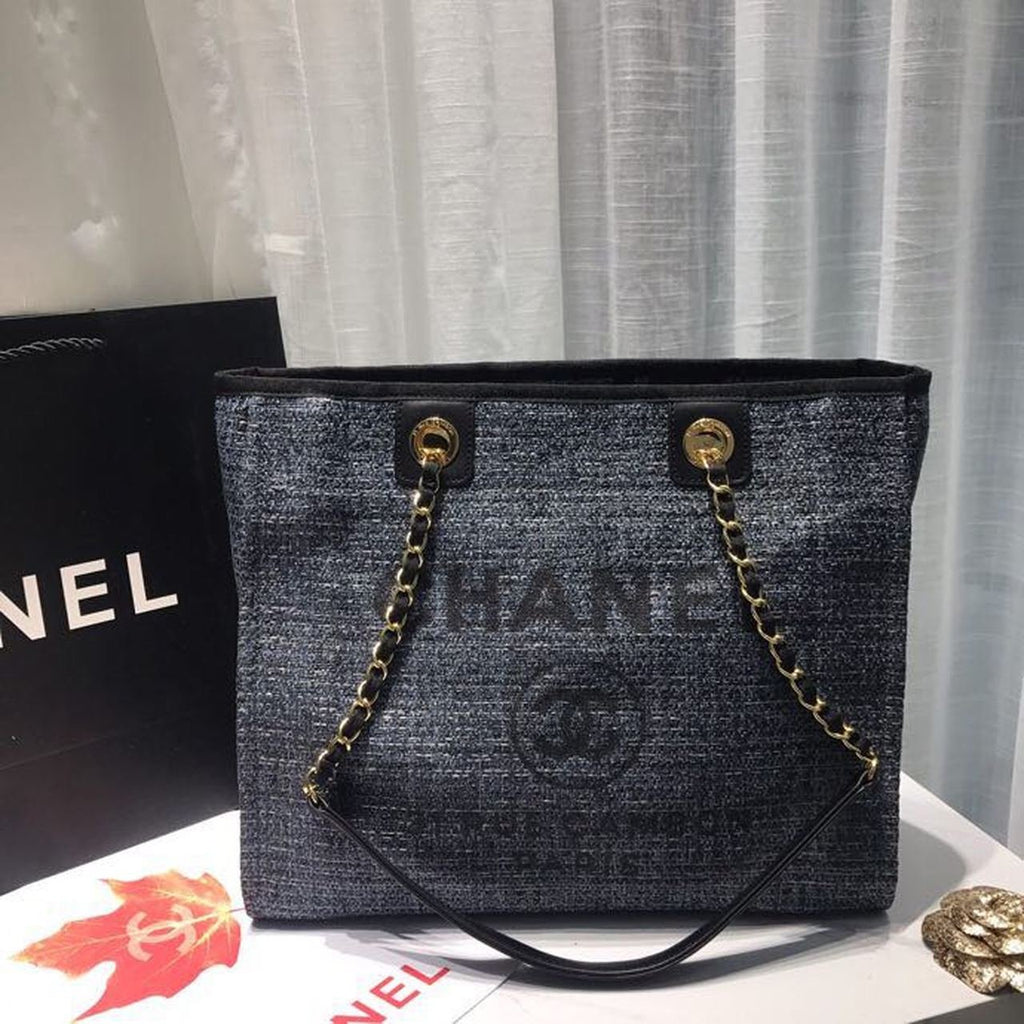 Chanel Deauville Tote 34cm Canvas Bag Spring/Summer Collection Dark Denim Multi