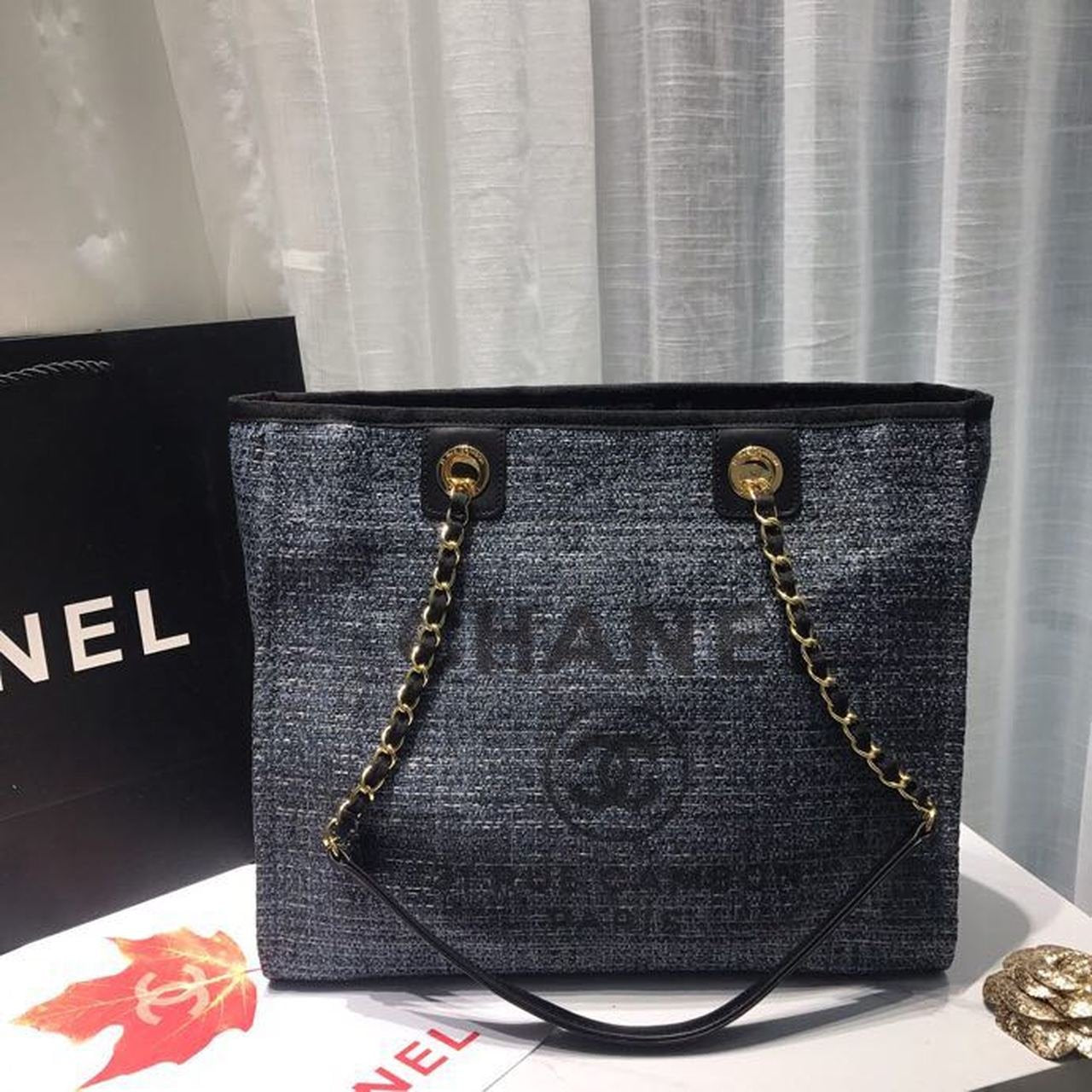Chanel Deauville Tote 34cm Canvas Bag Spring/Summer Collection Dark Denim Multi
