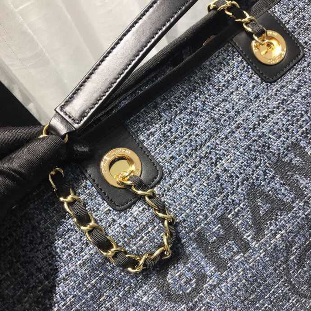 Chanel Deauville Tote 34cm Canvas Bag Spring/Summer Collection Dark Denim Multi