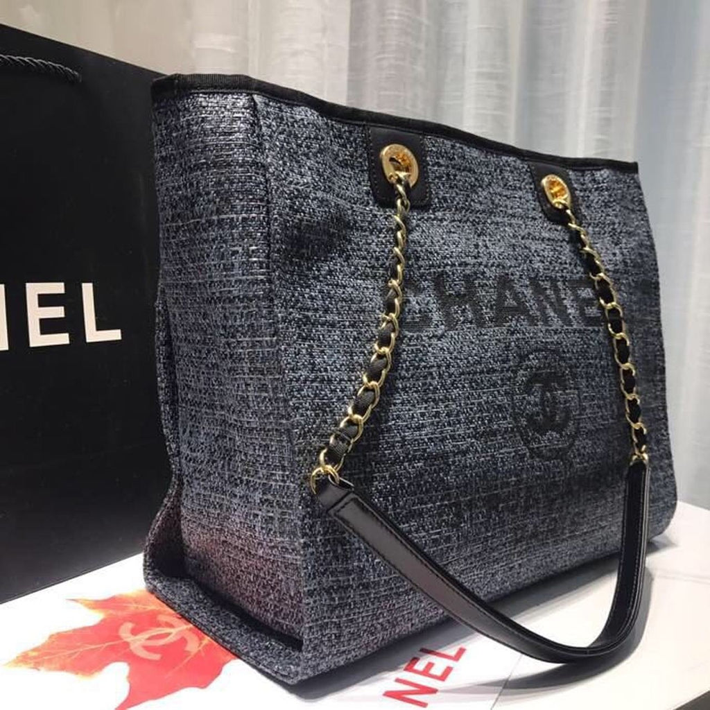 Chanel Deauville Tote 34cm Canvas Bag Spring/Summer Collection Dark Denim Multi