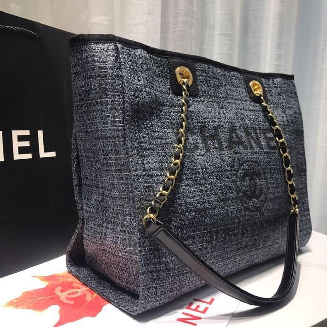 Chanel Deauville Tote 34cm Canvas Bag Spring/Summer Collection Dark Denim Multi