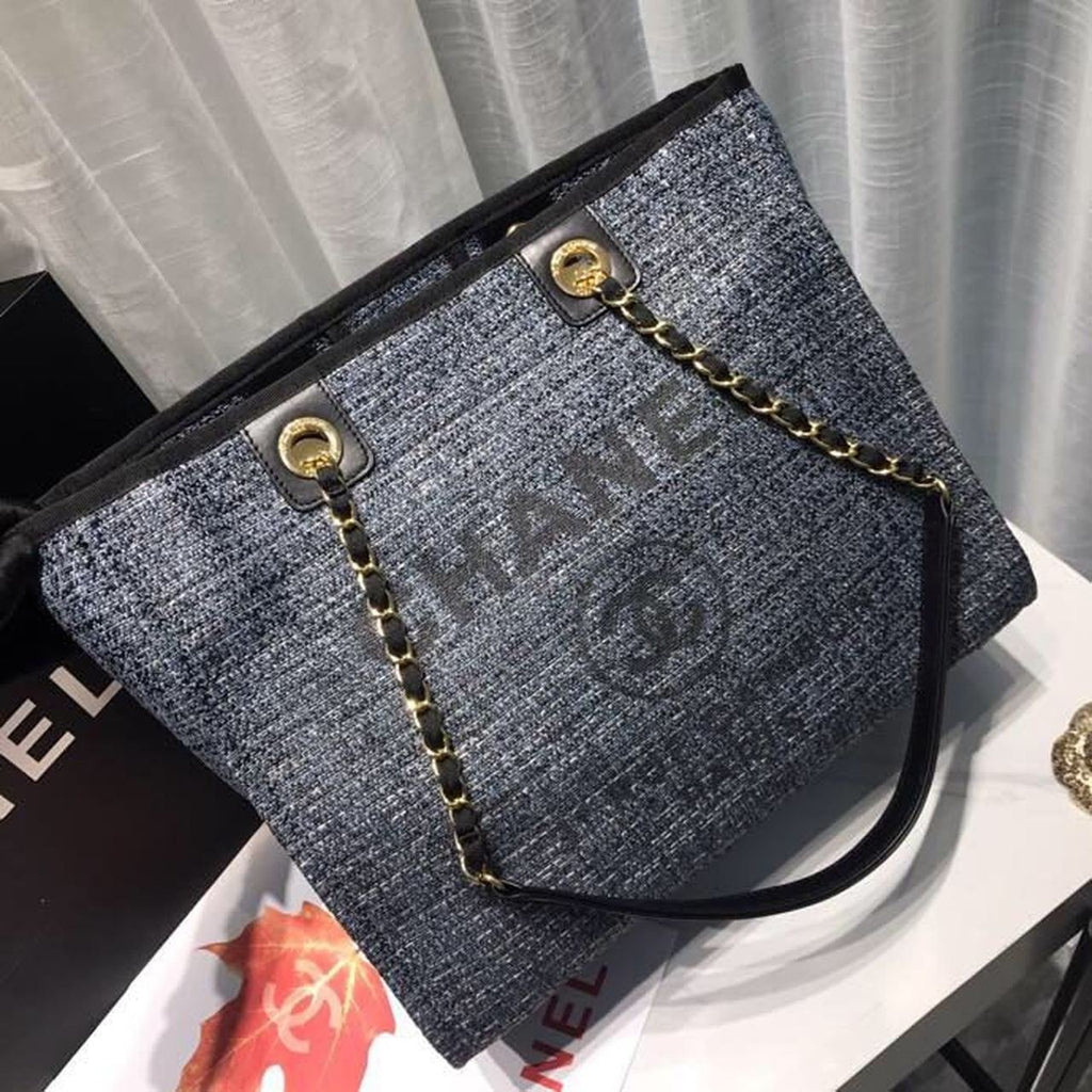 Chanel Deauville Tote 34cm Canvas Bag Spring/Summer Collection Dark Denim Multi