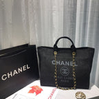 Chanel Deauville Tote 38cm Canvas Bag Spring/Summer Collection Black/Grey/Multi