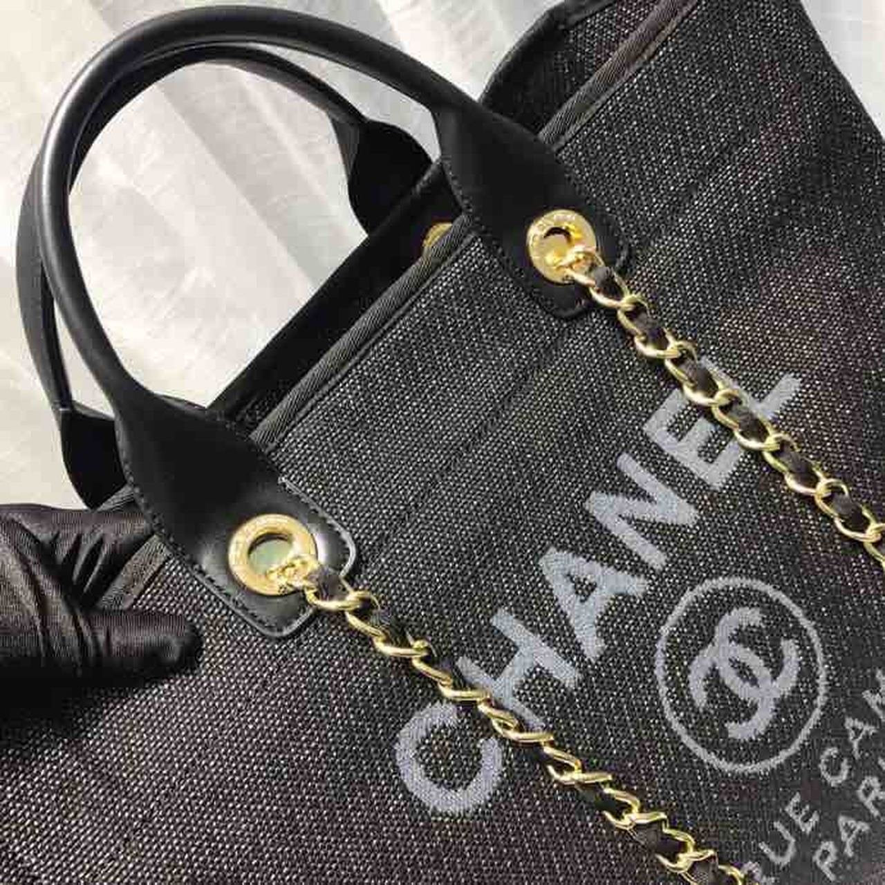 Chanel Deauville Tote 38cm Canvas Bag Spring/Summer Collection Black/Grey/Multi